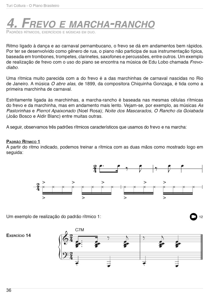 RÍTMICA E LEVADAS BRASILEIRAS PARA O PIANO - LIVRO - Turi Collura - Novos  Conceitos Para a Rítmica Pianística - 5ª Edição ampliada - Recanto Musical